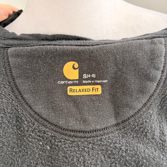 Carhartt Distressed Ripped Black Zip Up Hoodie Size Women's Small Holes Torn - Picture 7 of 8